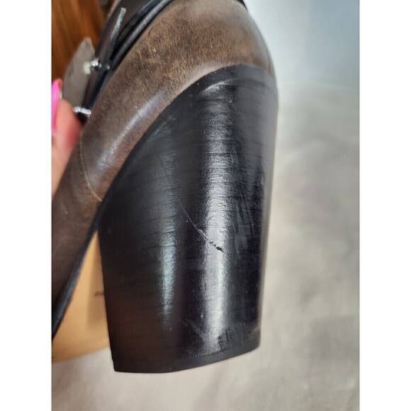 Rag & Bone Harrow Taupe Waxed Suede Stacked Heel Ankle Boot Booties, 38.5(8.5) - Picture 9 of 13